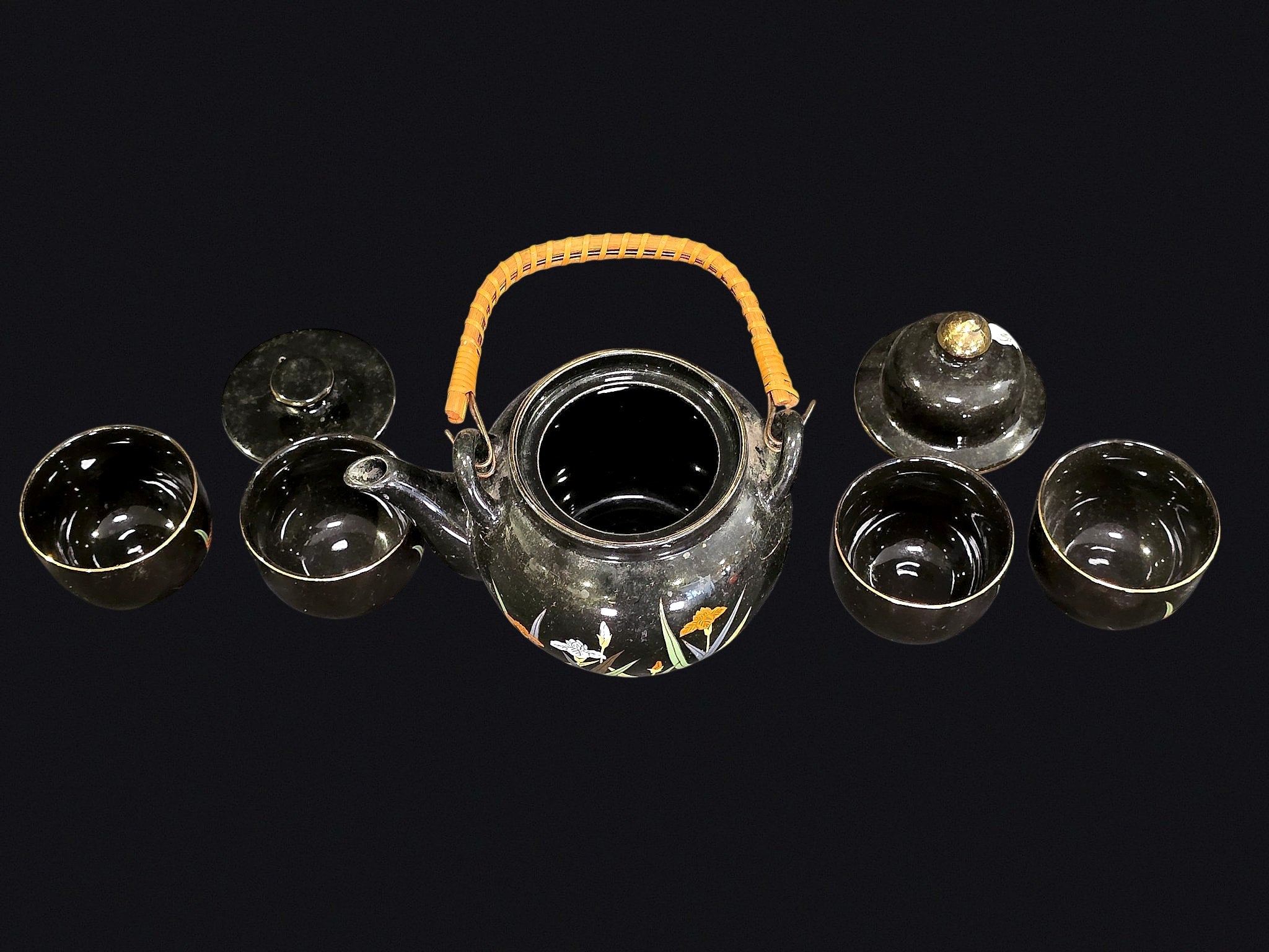 Otagiri OMC Black Iris Ceramic Tea Set 6pc