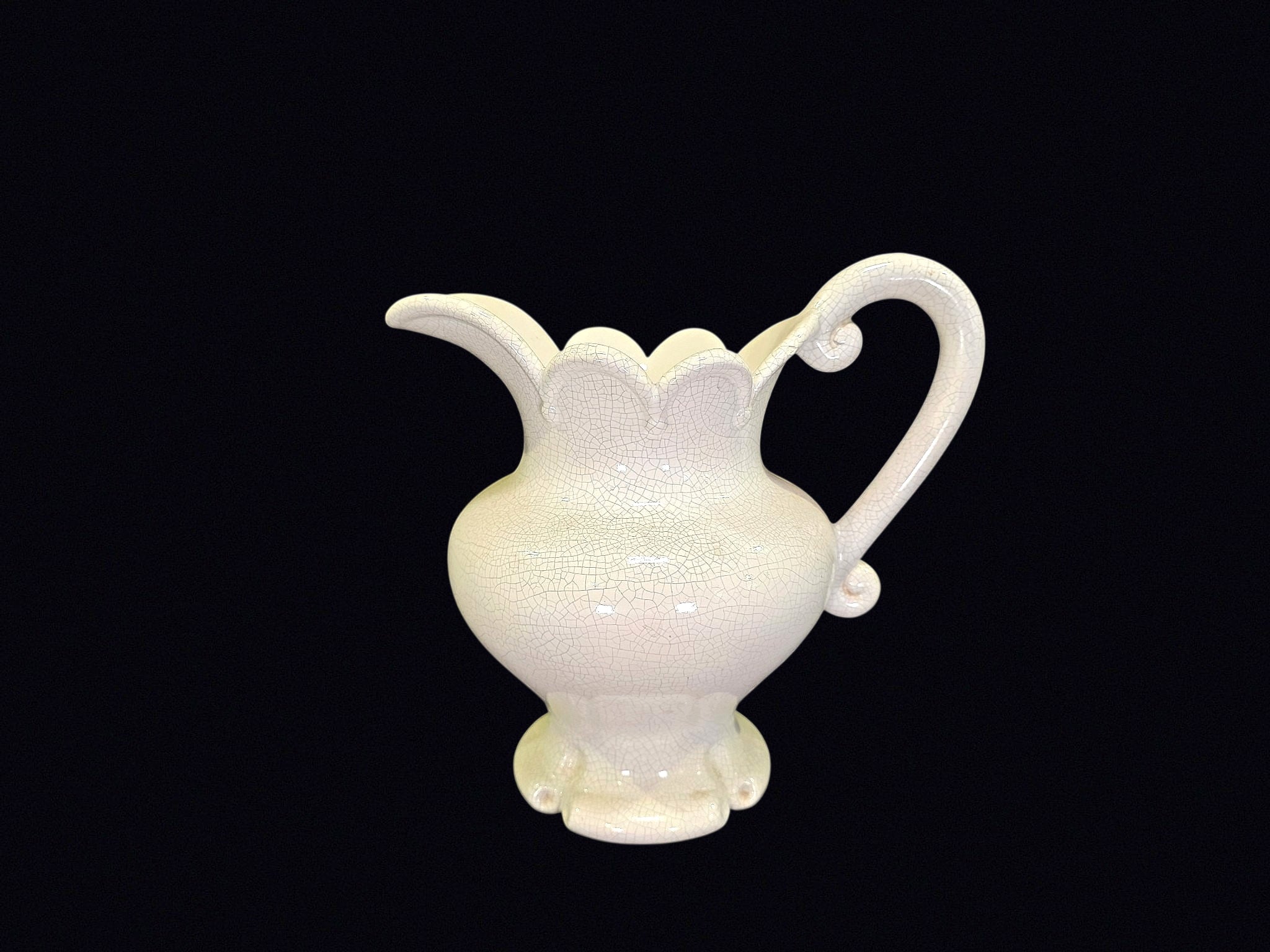 Studio Pottery Ewer Cream Crackle Glaze Betty