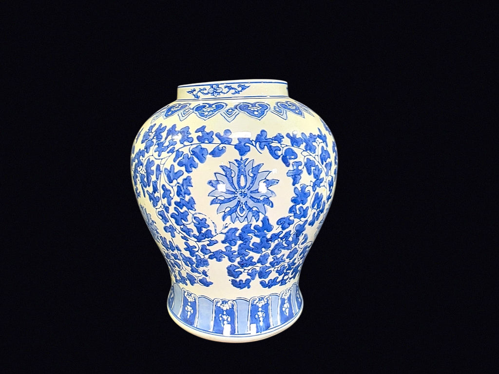Chinese Blue White Porcelain Lotus Baluster Jar