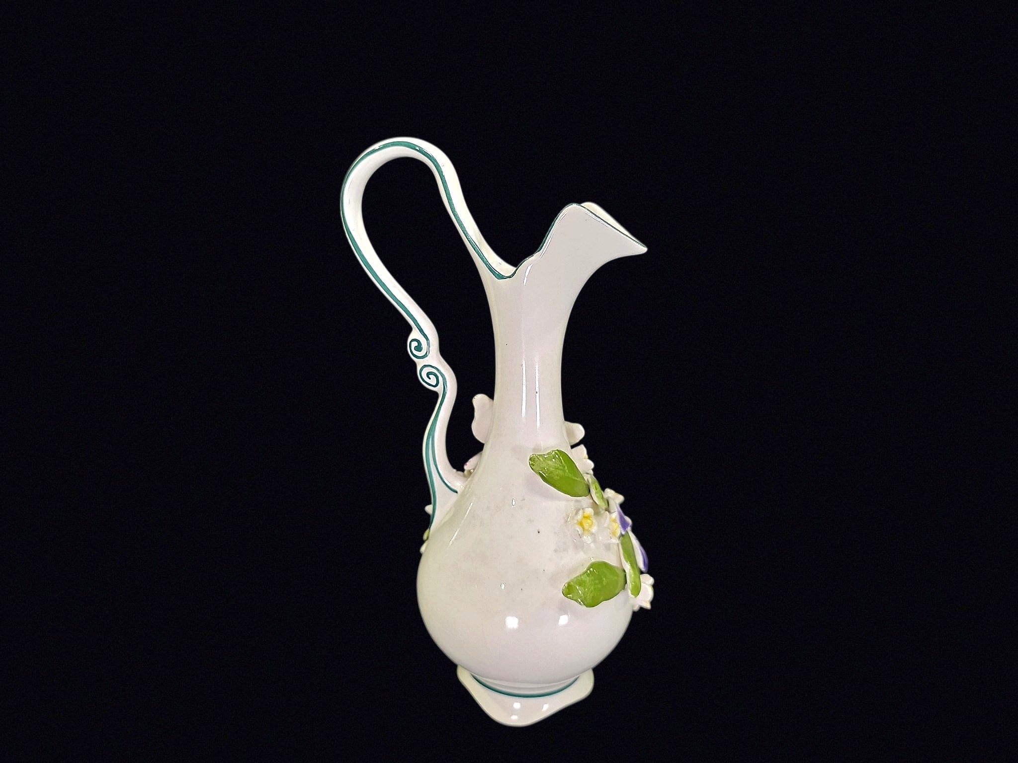 Hand Painted Porcelain Applied Flower Ewer
