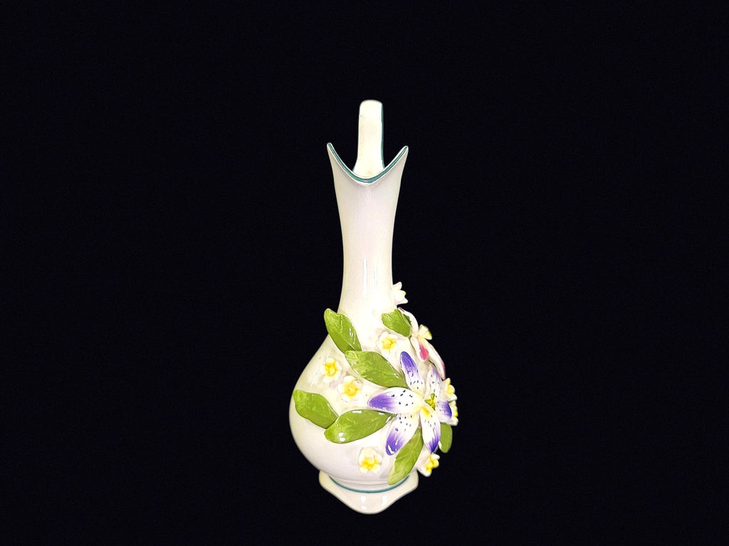 Hand Painted Porcelain Applied Flower Ewer