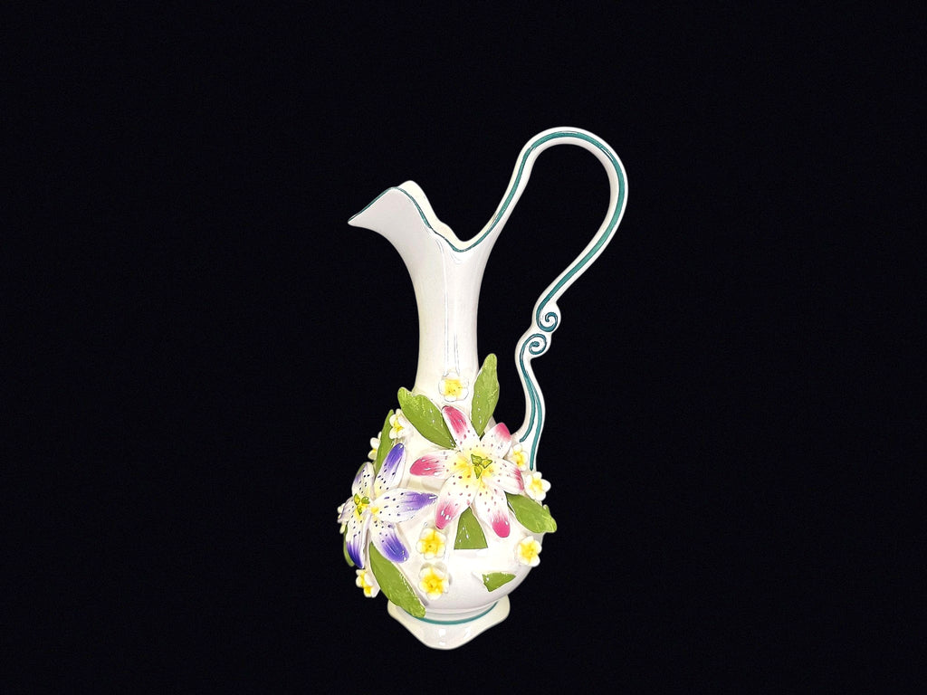 Hand Painted Porcelain Applied Flower Ewer