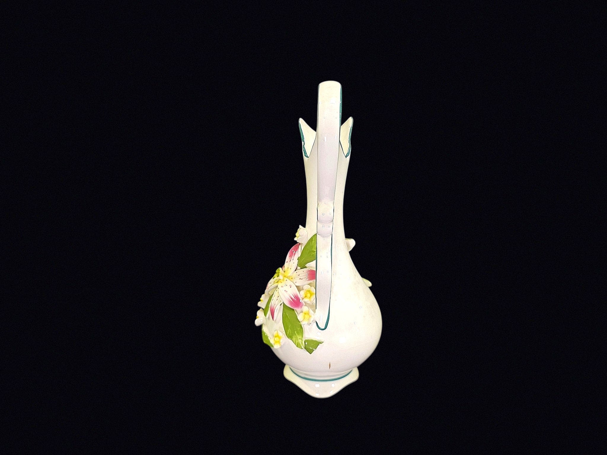 Hand Painted Porcelain Applied Flower Ewer