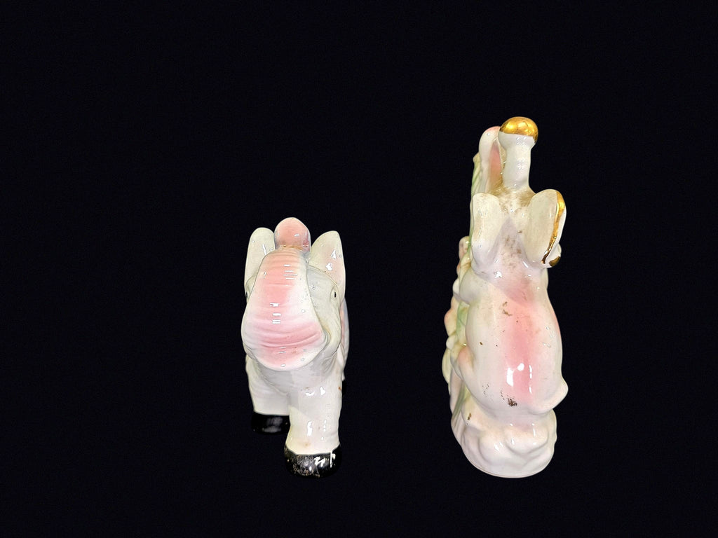 Lustreware Porcelain Elephant Figurines Pair