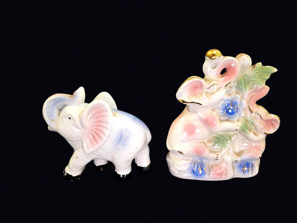 Lustreware Porcelain Elephant Figurines Pair