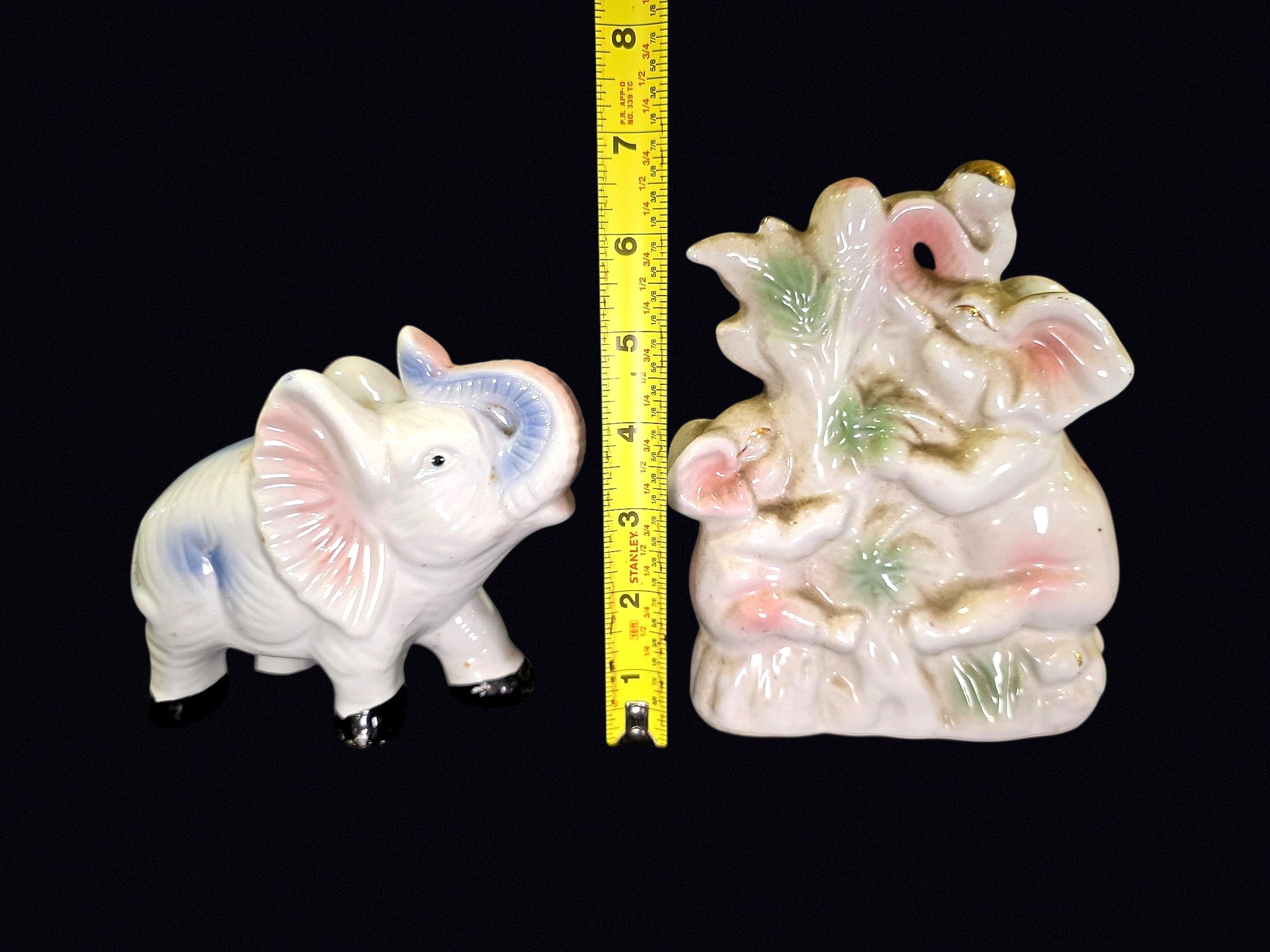 Lustreware Porcelain Elephant Figurines Pair