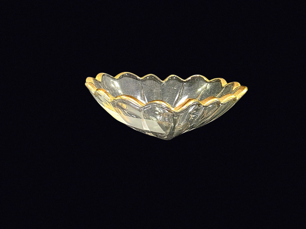 Heart Form Glass Dish Gilt Rim Mid 20th C