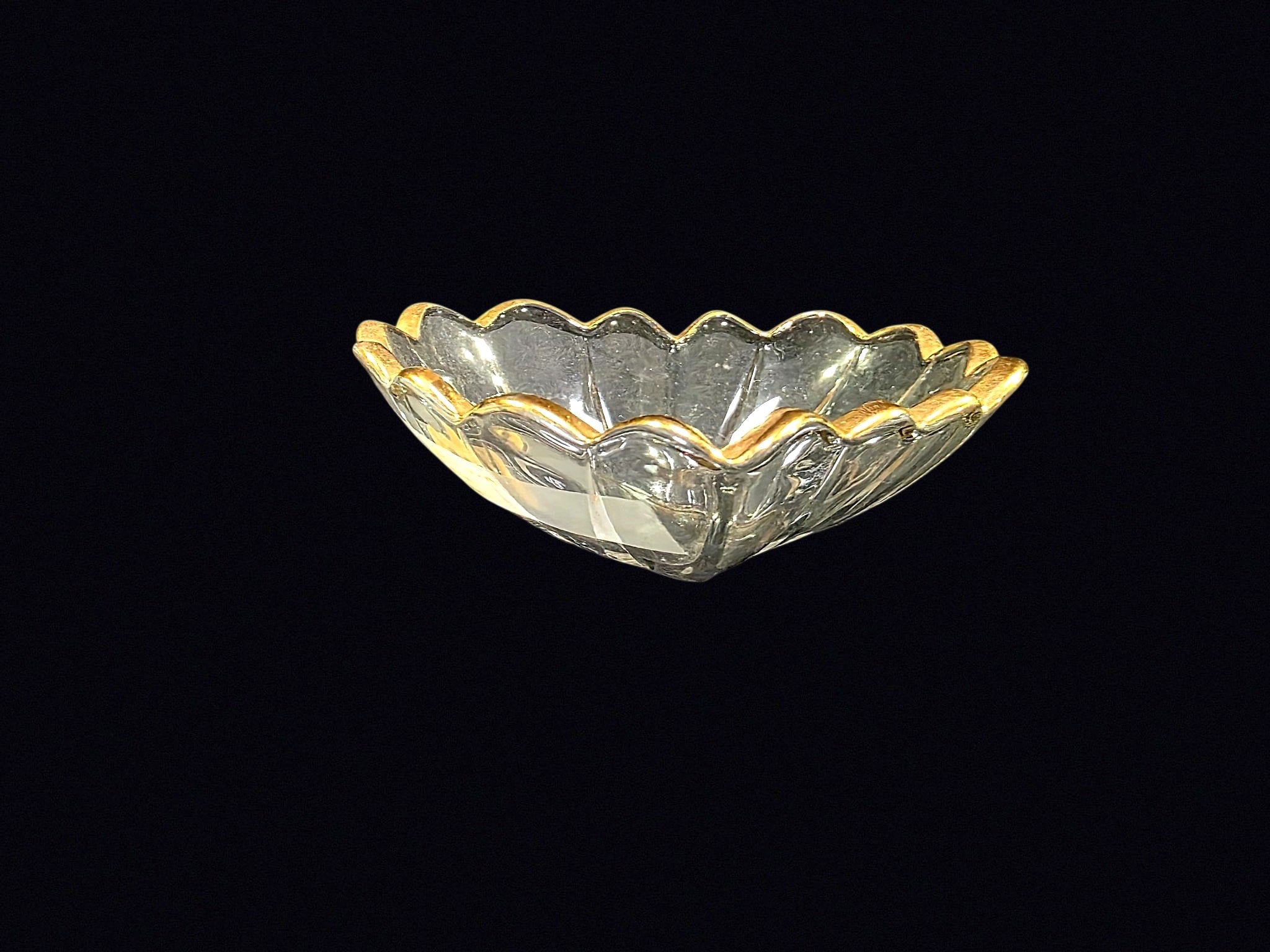 Heart Form Glass Dish Gilt Rim Mid 20th C