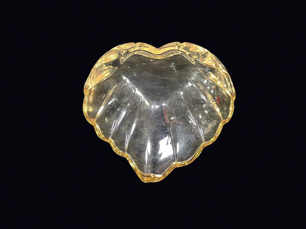 Heart Form Glass Dish Gilt Rim Mid 20th C