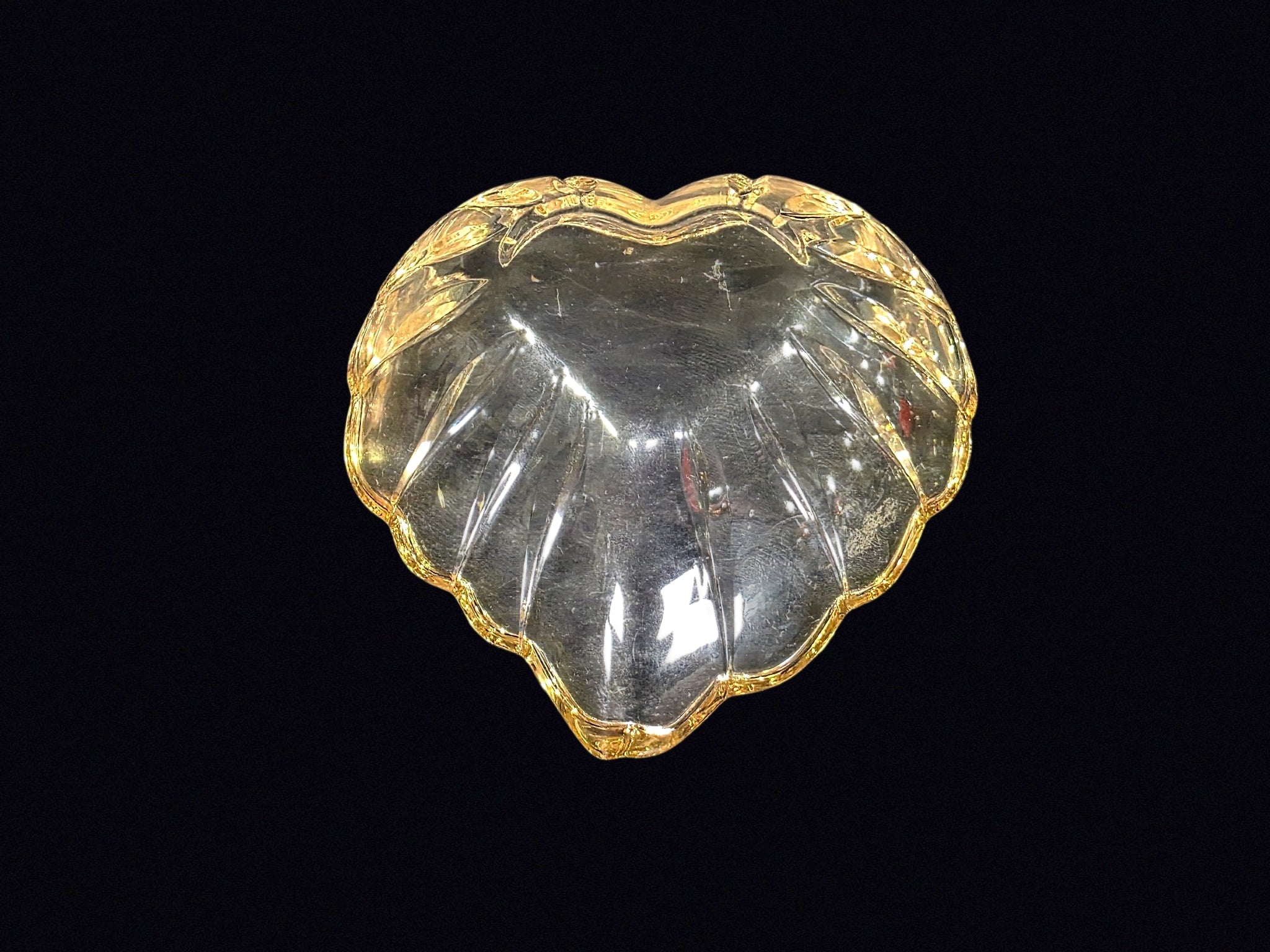 Heart Form Glass Dish Gilt Rim Mid 20th C