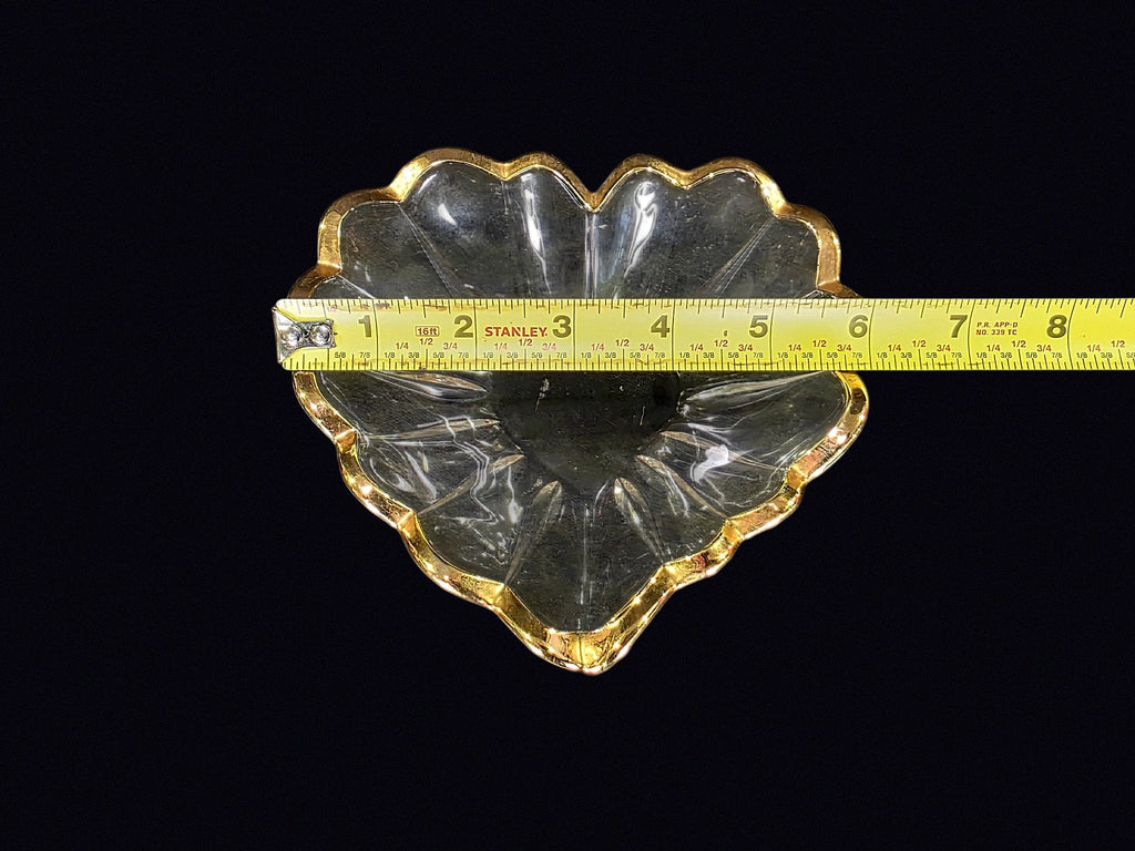 Heart Form Glass Dish Gilt Rim Mid 20th C