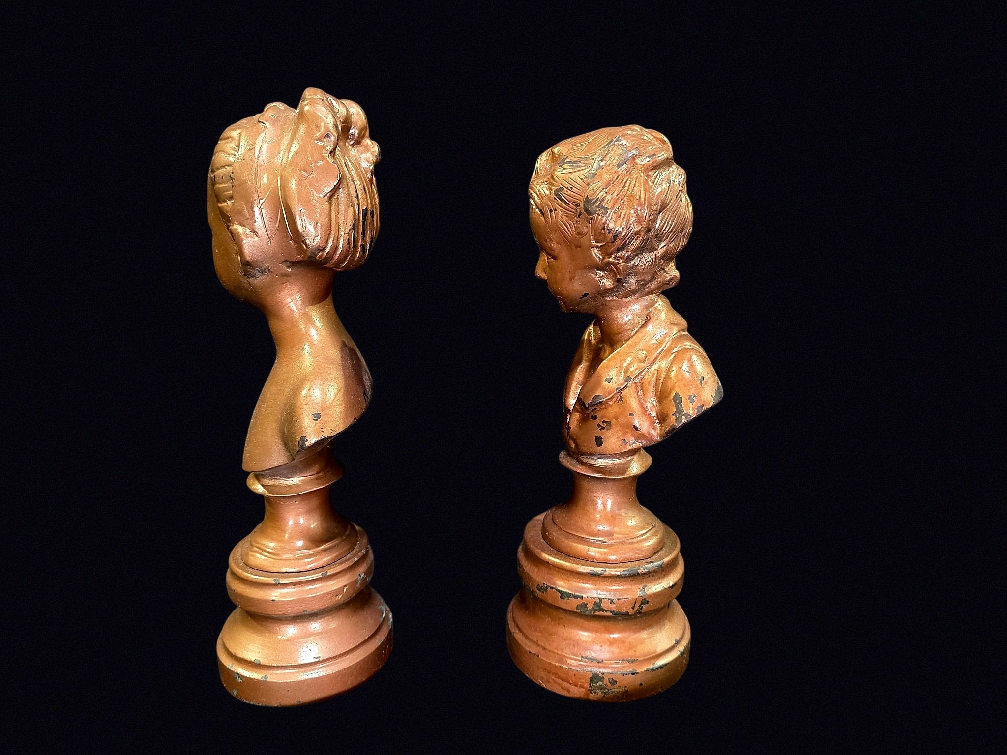 Brongniart Child Busts Pair After Houdon Plaster