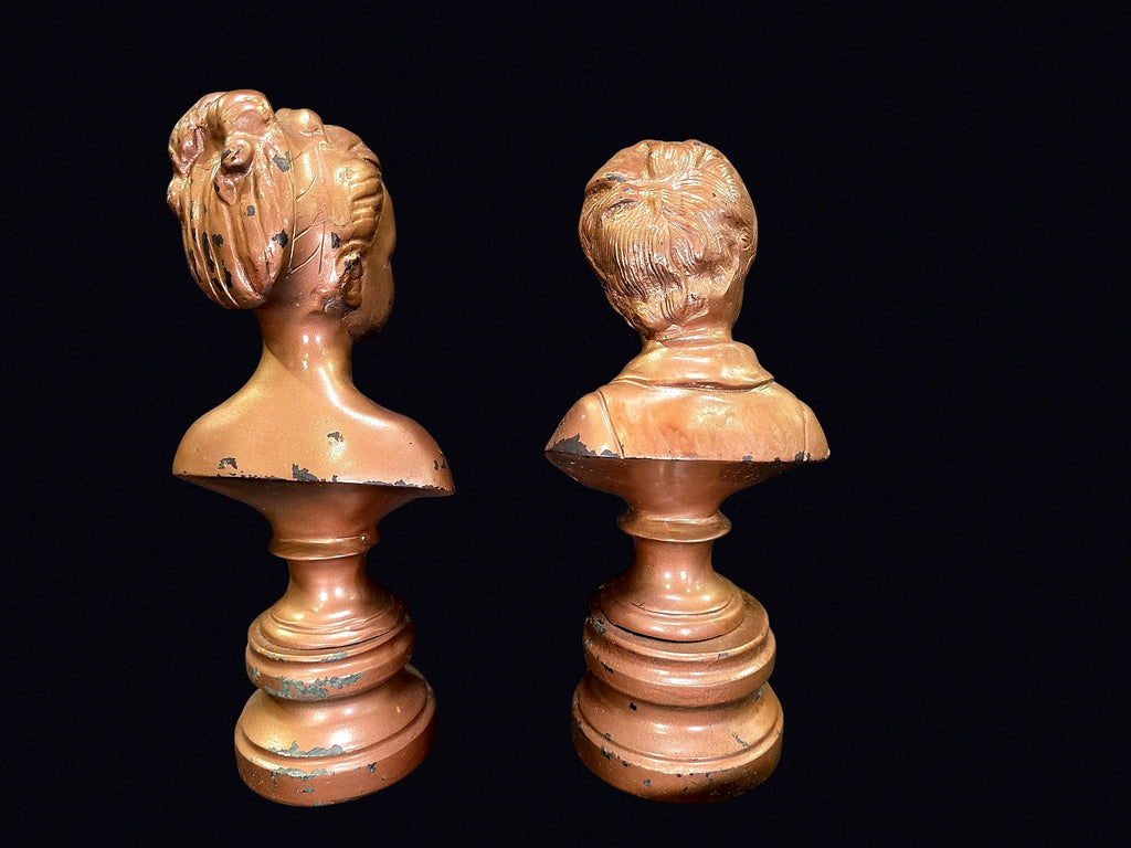 Brongniart Child Busts Pair After Houdon Plaster