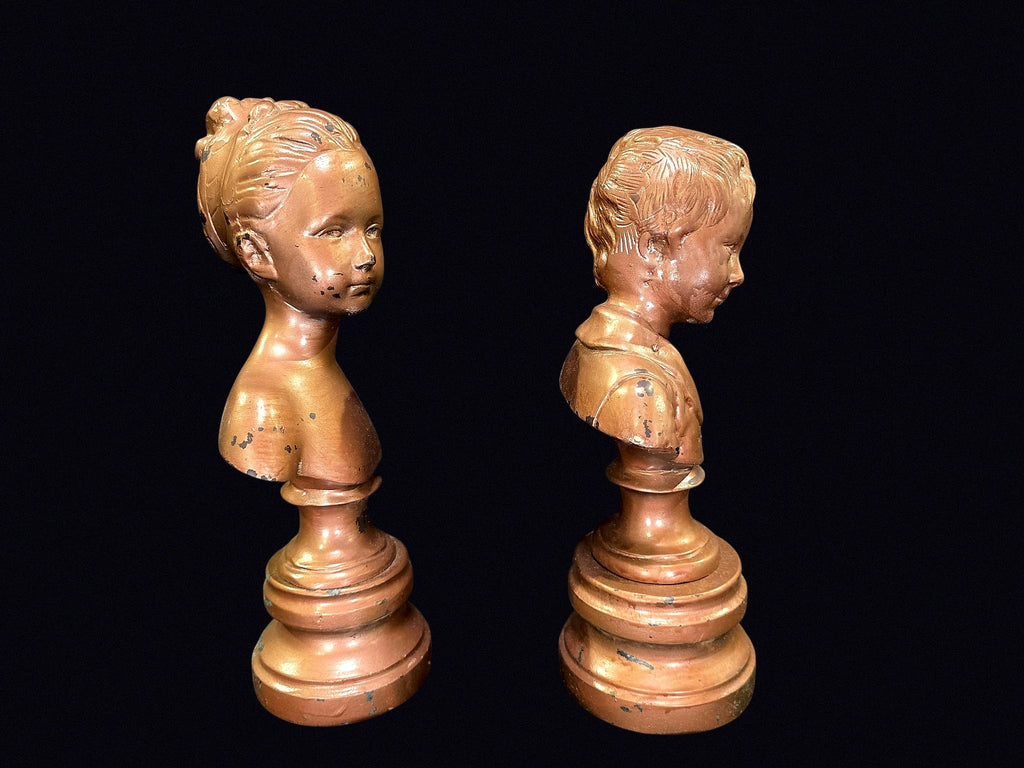 Brongniart Child Busts Pair After Houdon Plaster