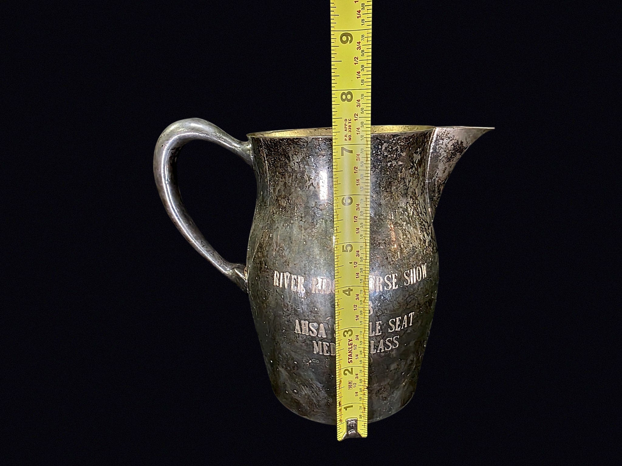1968 AHSA Horse Show Silverplate Trophy Pitcher