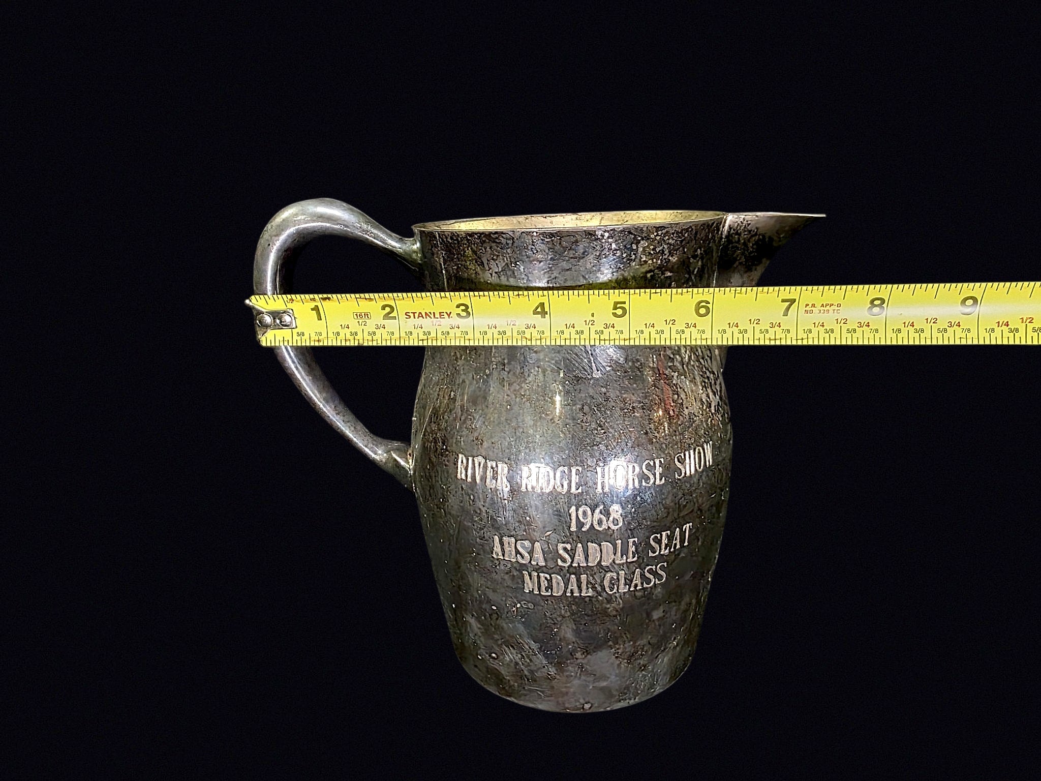1968 AHSA Horse Show Silverplate Trophy Pitcher