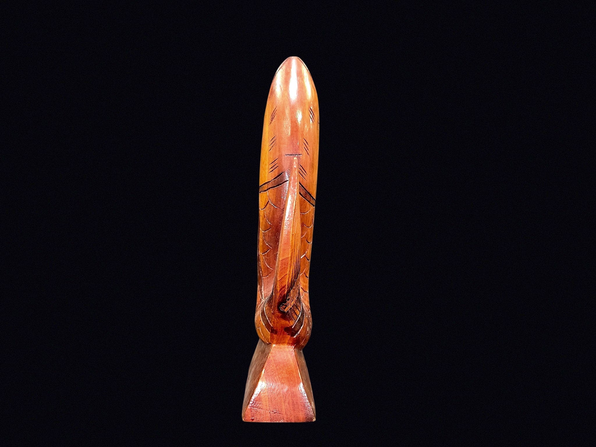 Carved Hardwood Fish Sculpture Mid 20th C