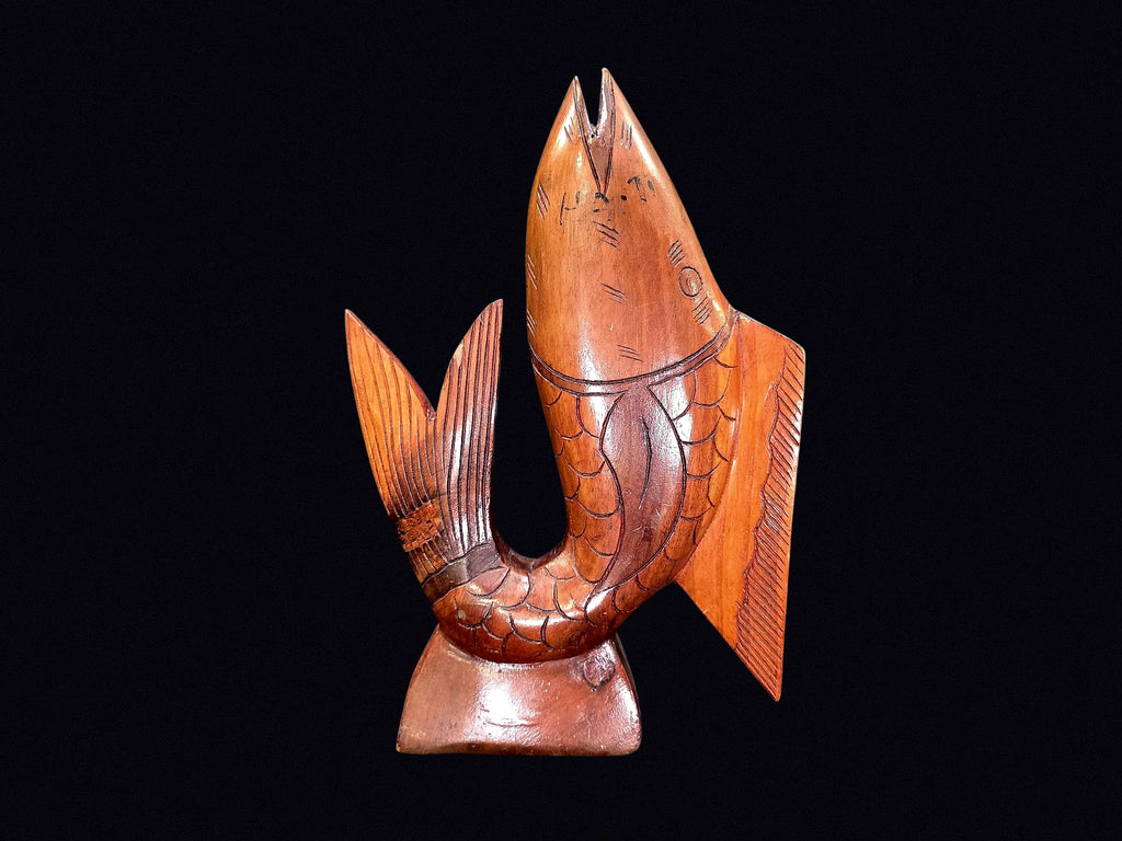 Carved Hardwood Fish Sculpture Mid 20th C