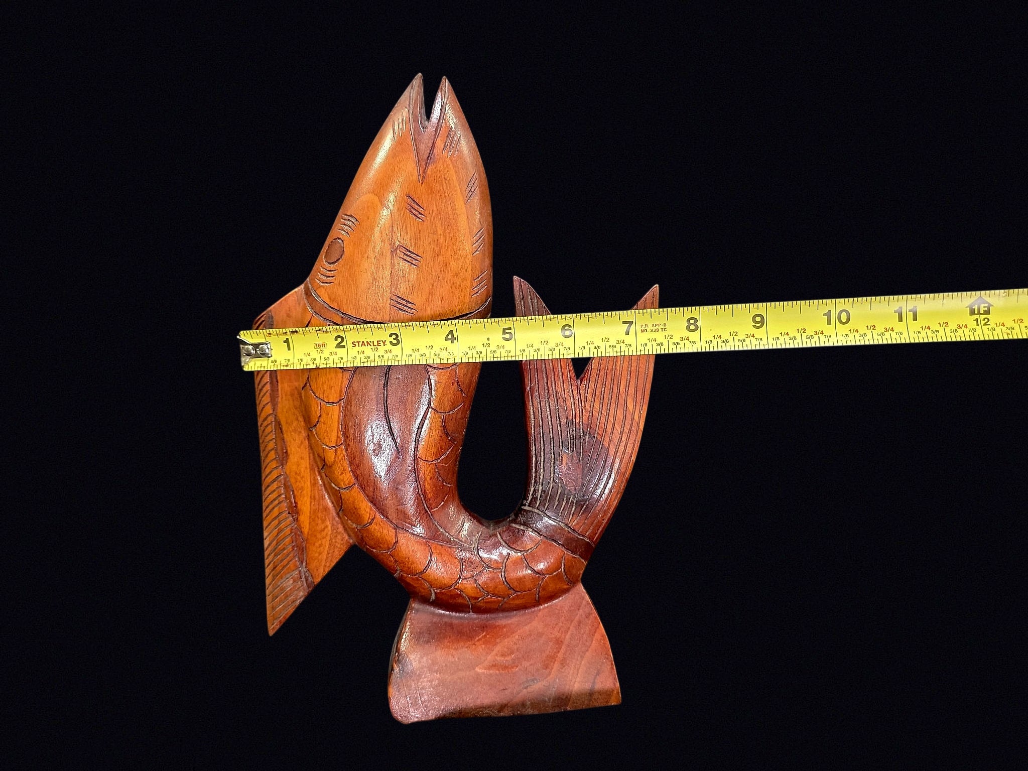 Carved Hardwood Fish Sculpture Mid 20th C