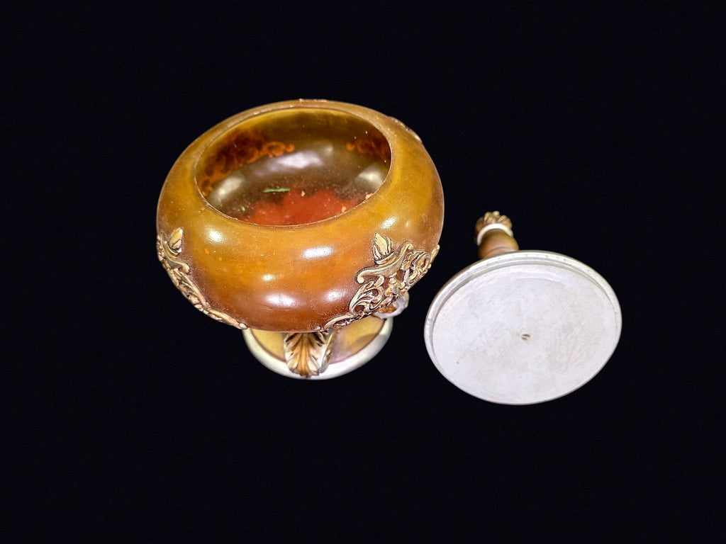 Resin Lidded Urn Faux Amber Flame Finial