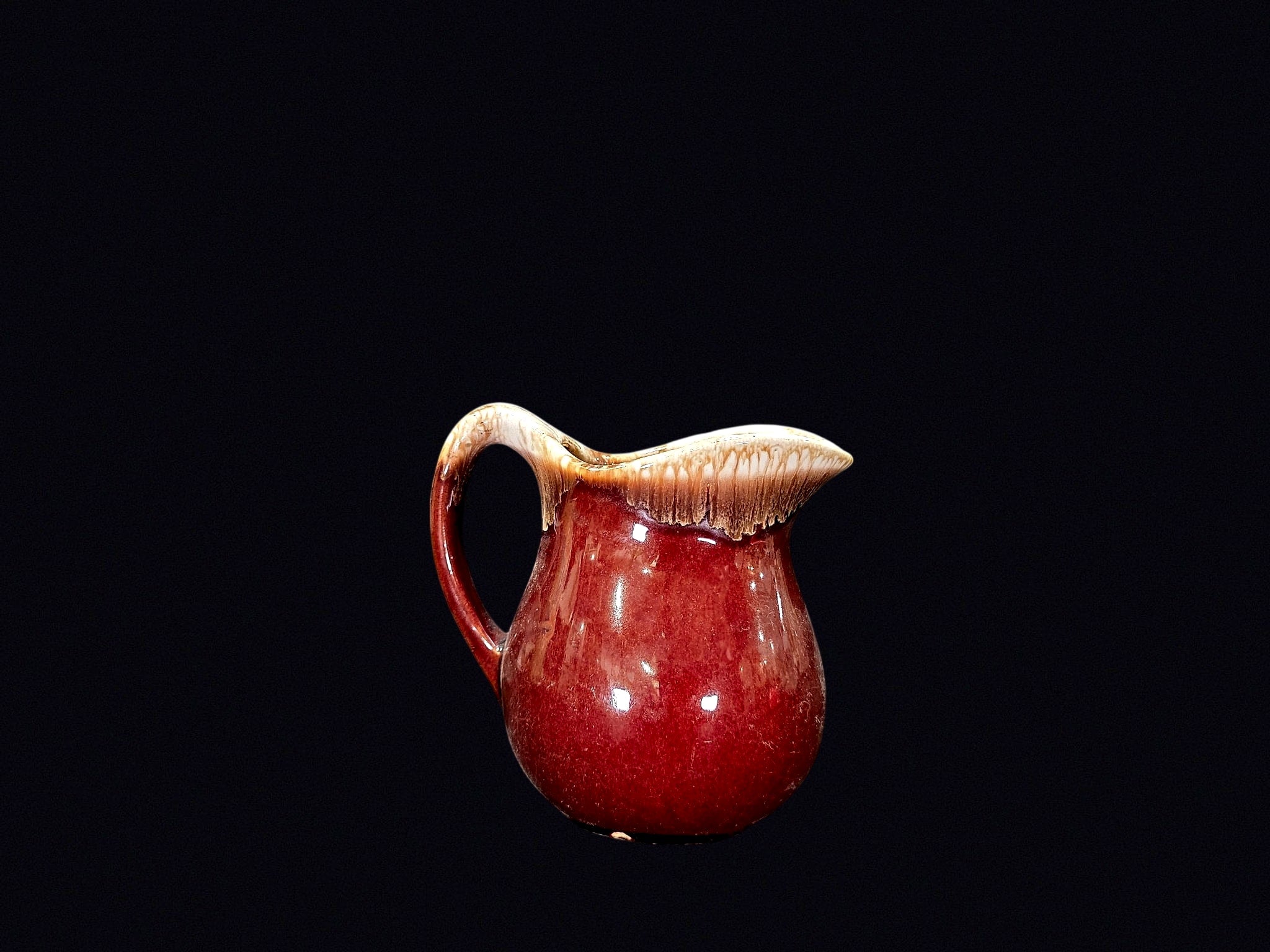 USA Pottery Drip Glaze Pitcher Mid-20th C