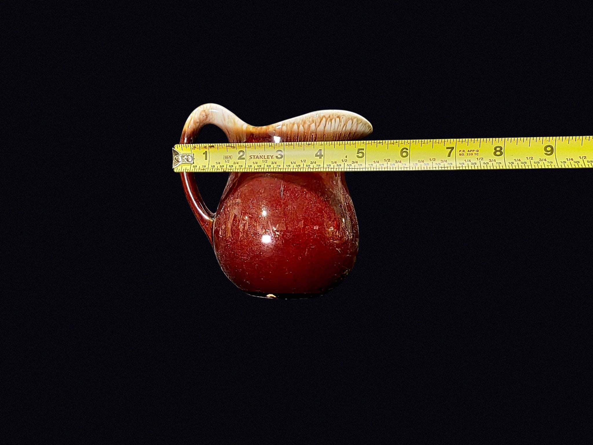 USA Pottery Drip Glaze Pitcher Mid-20th C