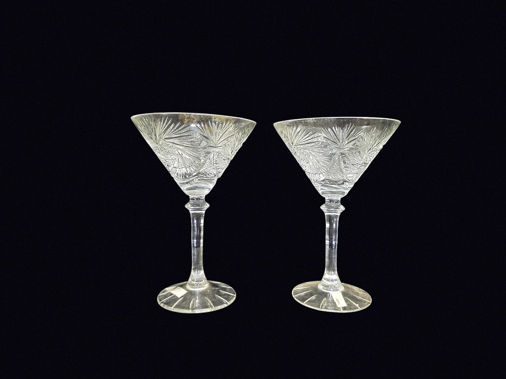 Turkish Cut Crystal Pinwheel Martini Glasses