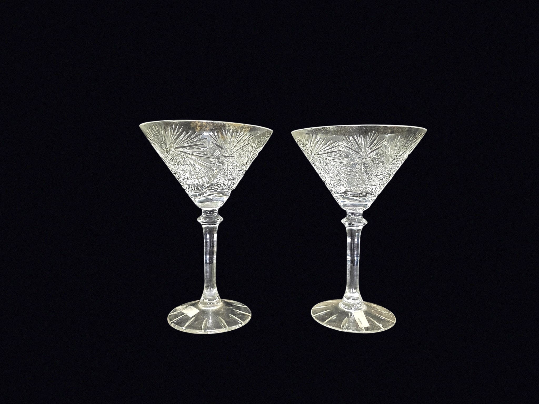 Turkish Cut Crystal Pinwheel Martini Glasses