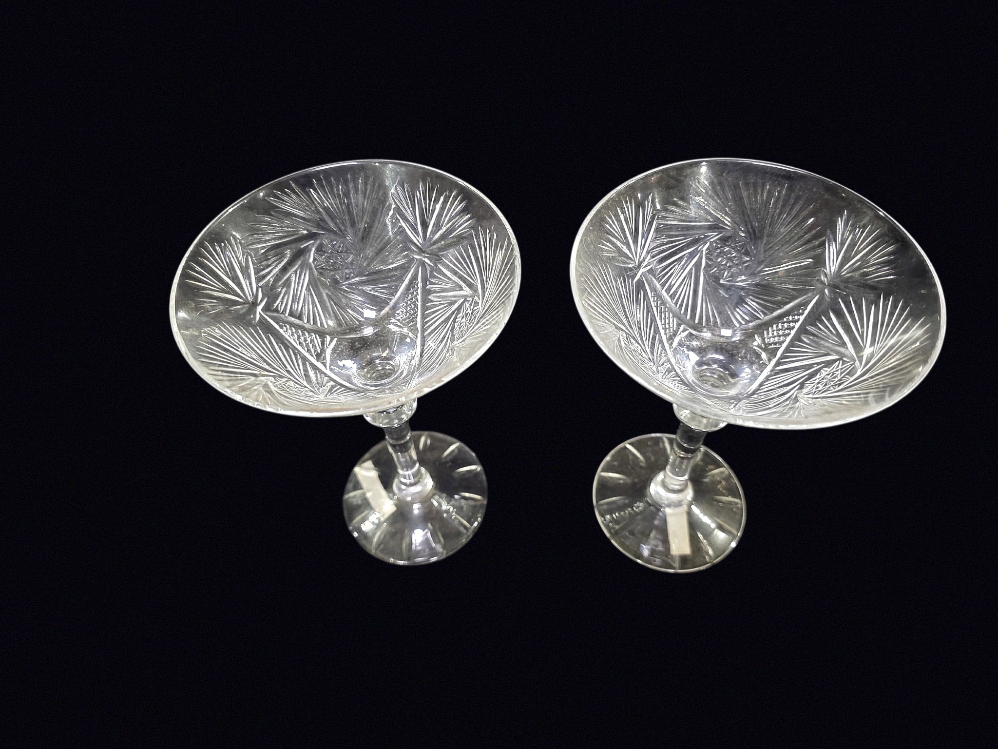 Turkish Cut Crystal Pinwheel Martini Glasses