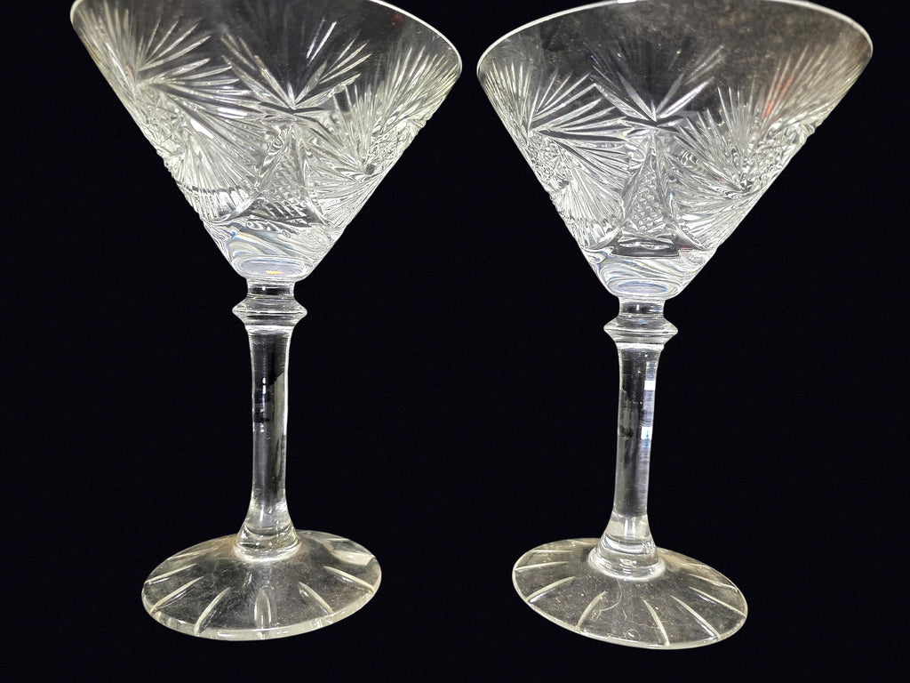Turkish Cut Crystal Pinwheel Martini Glasses