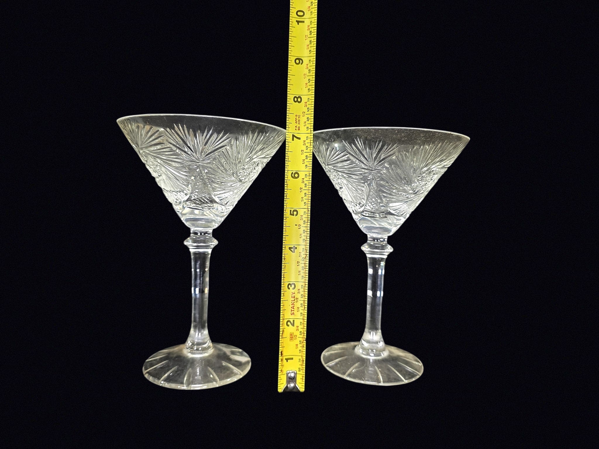 Turkish Cut Crystal Pinwheel Martini Glasses