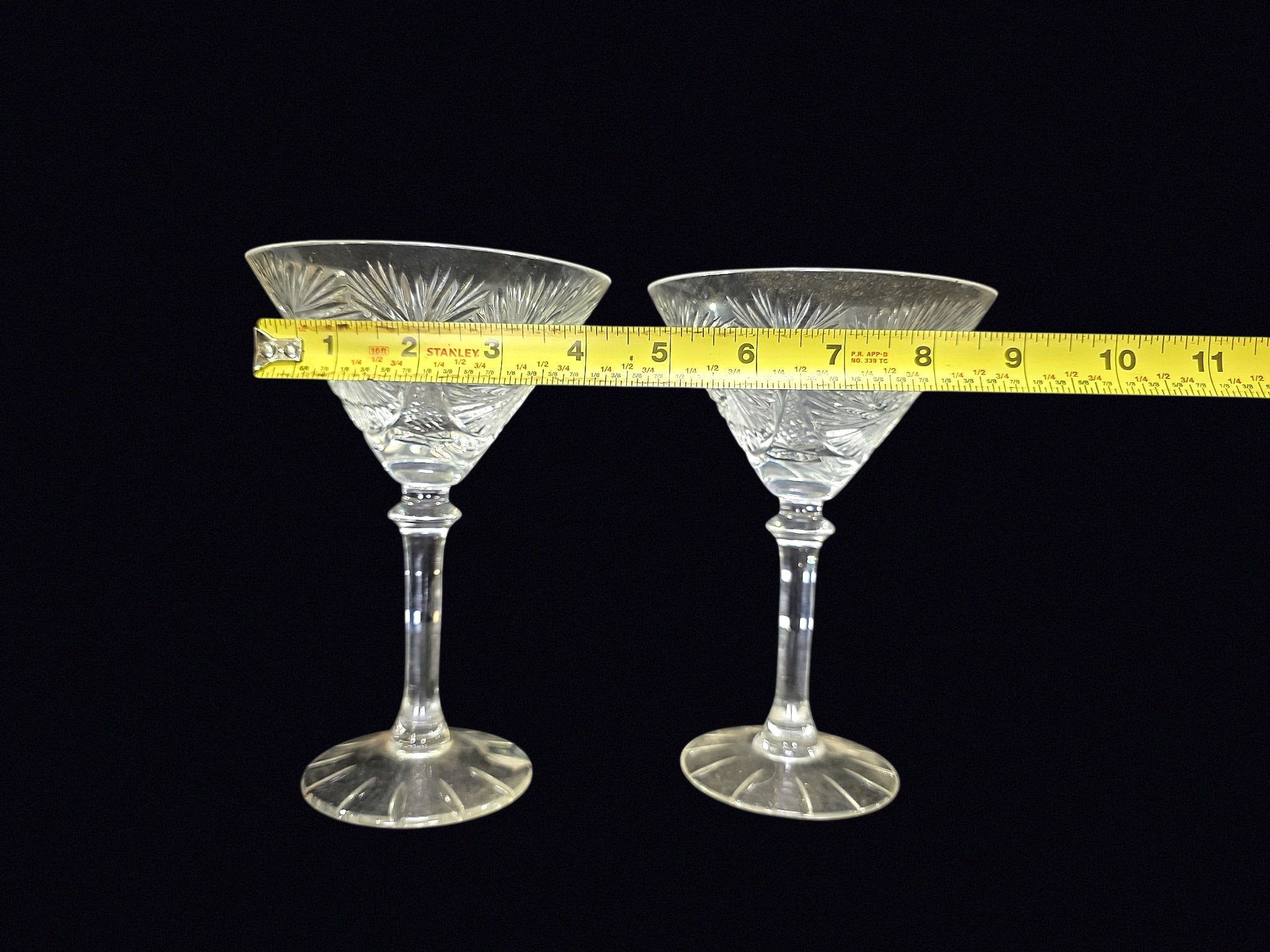 Turkish Cut Crystal Pinwheel Martini Glasses