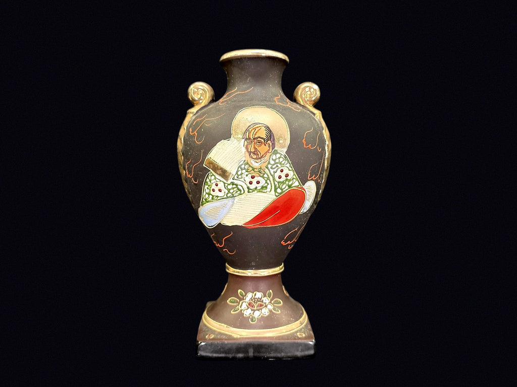 Satsuma Moriage Immortals Vase Japan c1952