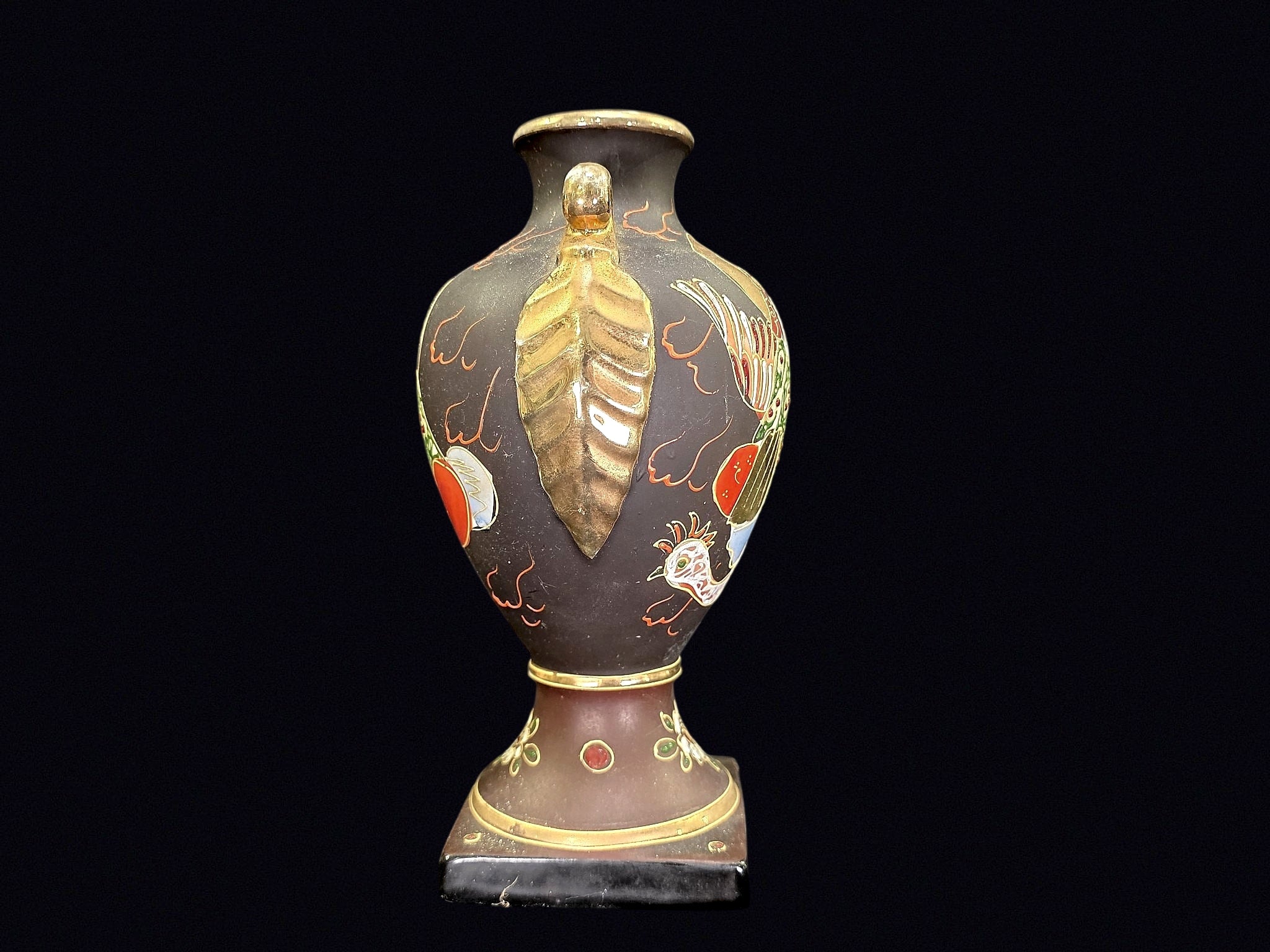 Satsuma Moriage Immortals Vase Japan c1952