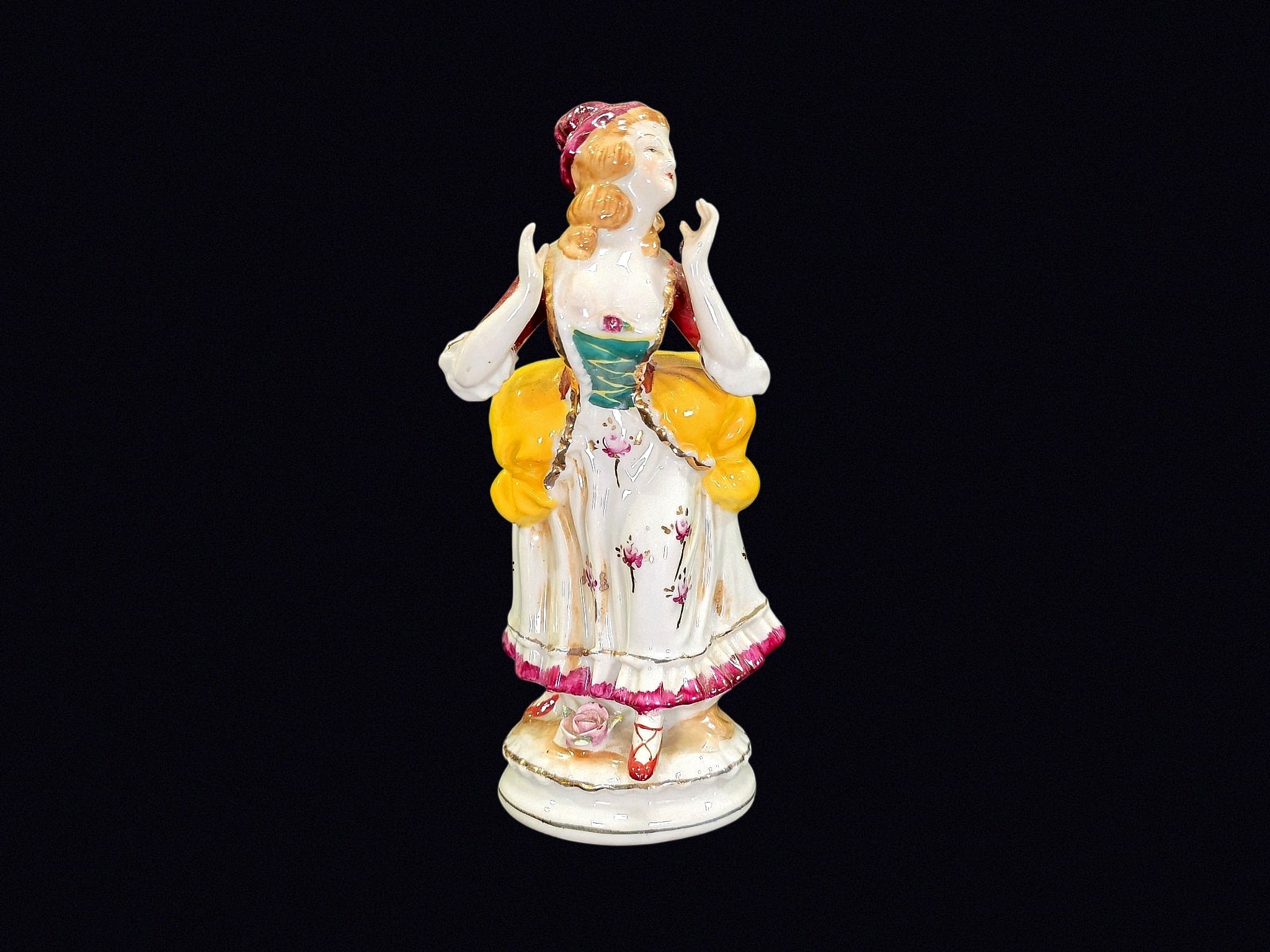 Japan Porcelain Victorian Lady Figurine 7in