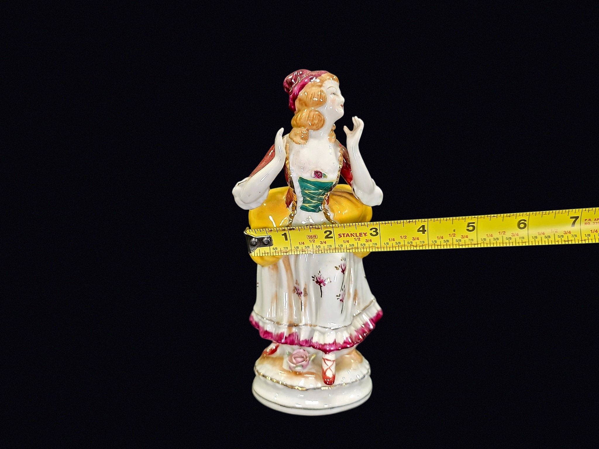 Japan Porcelain Victorian Lady Figurine 7in