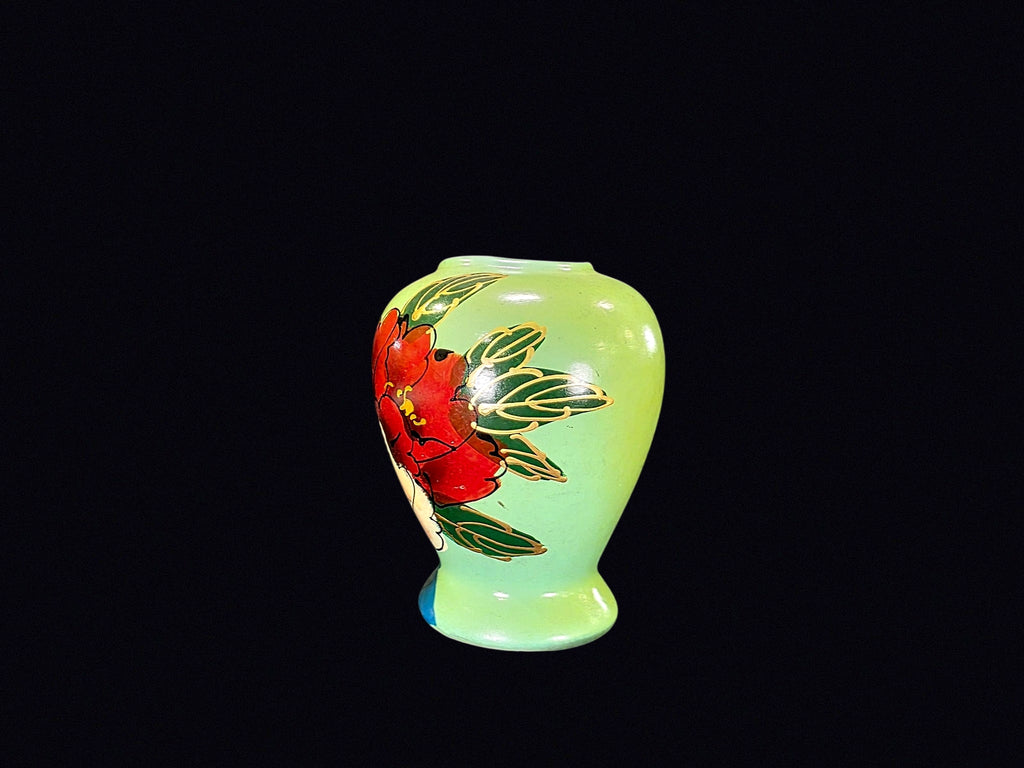 Midcentury Hand Painted Floral Pottery Vase