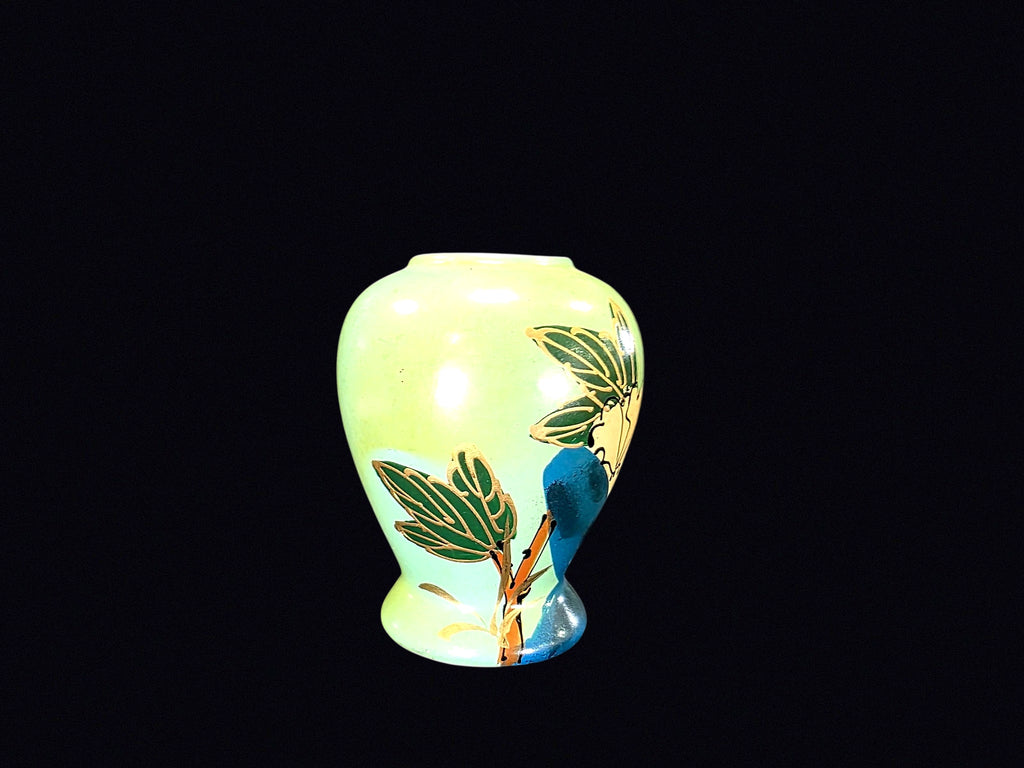 Midcentury Hand Painted Floral Pottery Vase