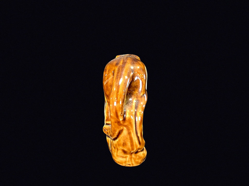 MCM Brown Drip Glaze Ceramic Panther on Rock
