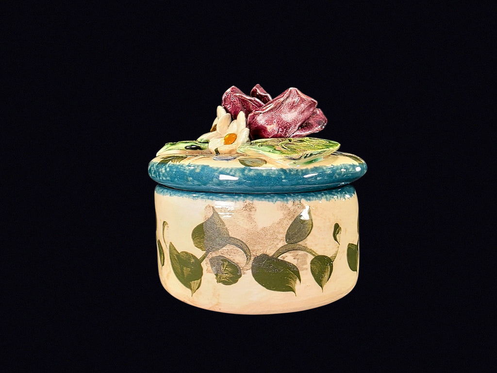 Lesal Home Ceramic Trinket Box Applied Rose