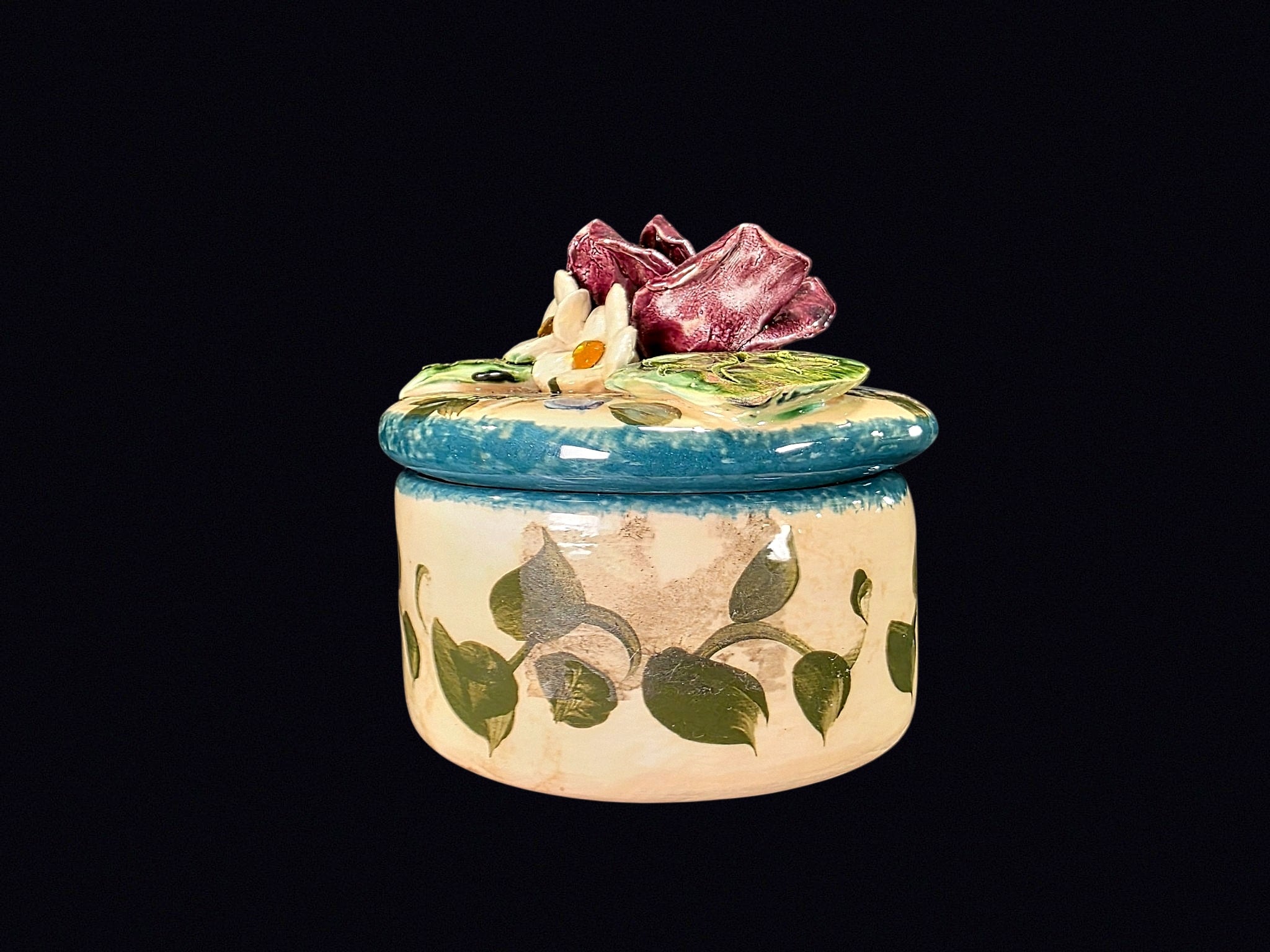 Lesal Home Ceramic Trinket Box Applied Rose