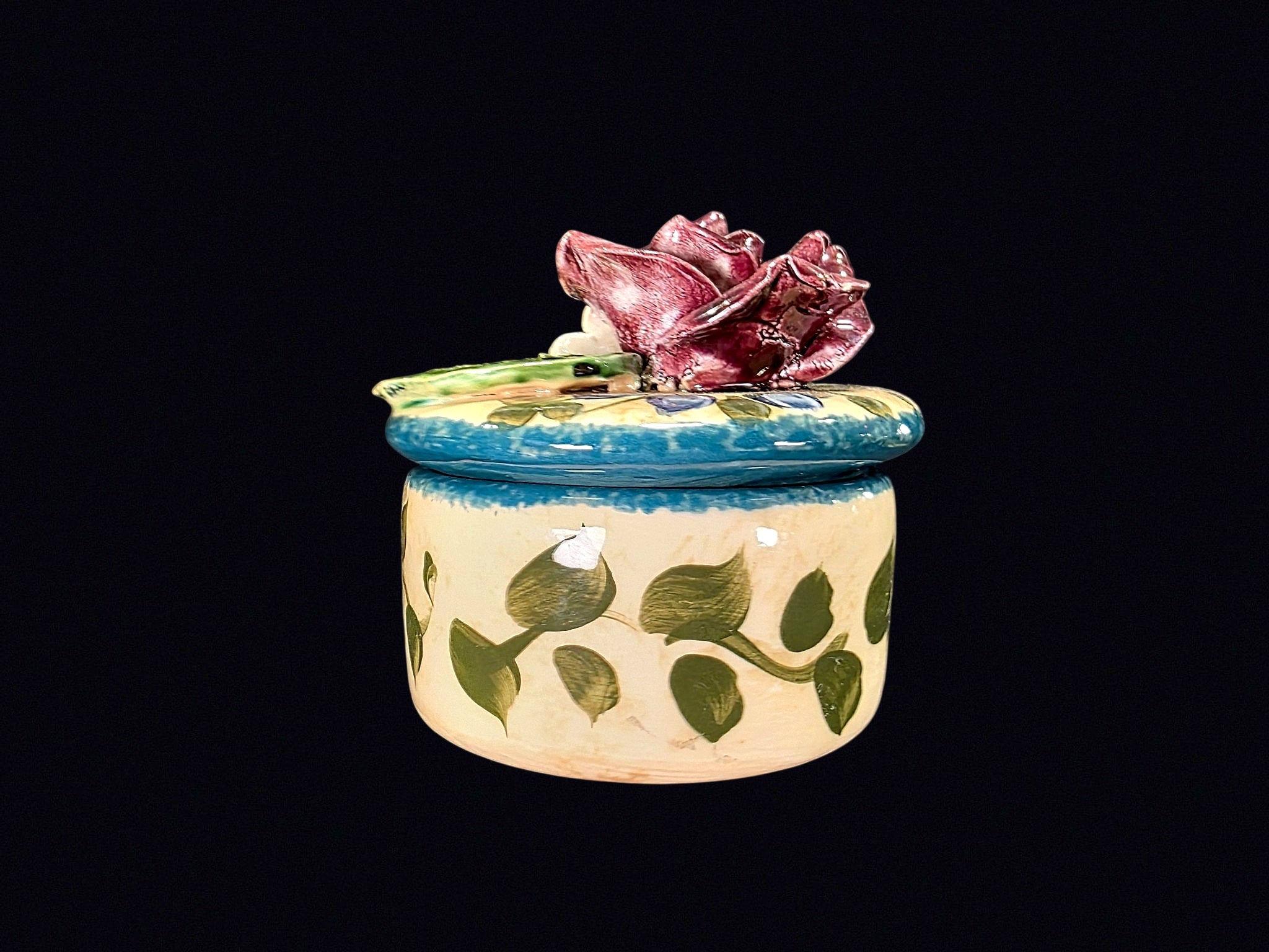 Lesal Home Ceramic Trinket Box Applied Rose