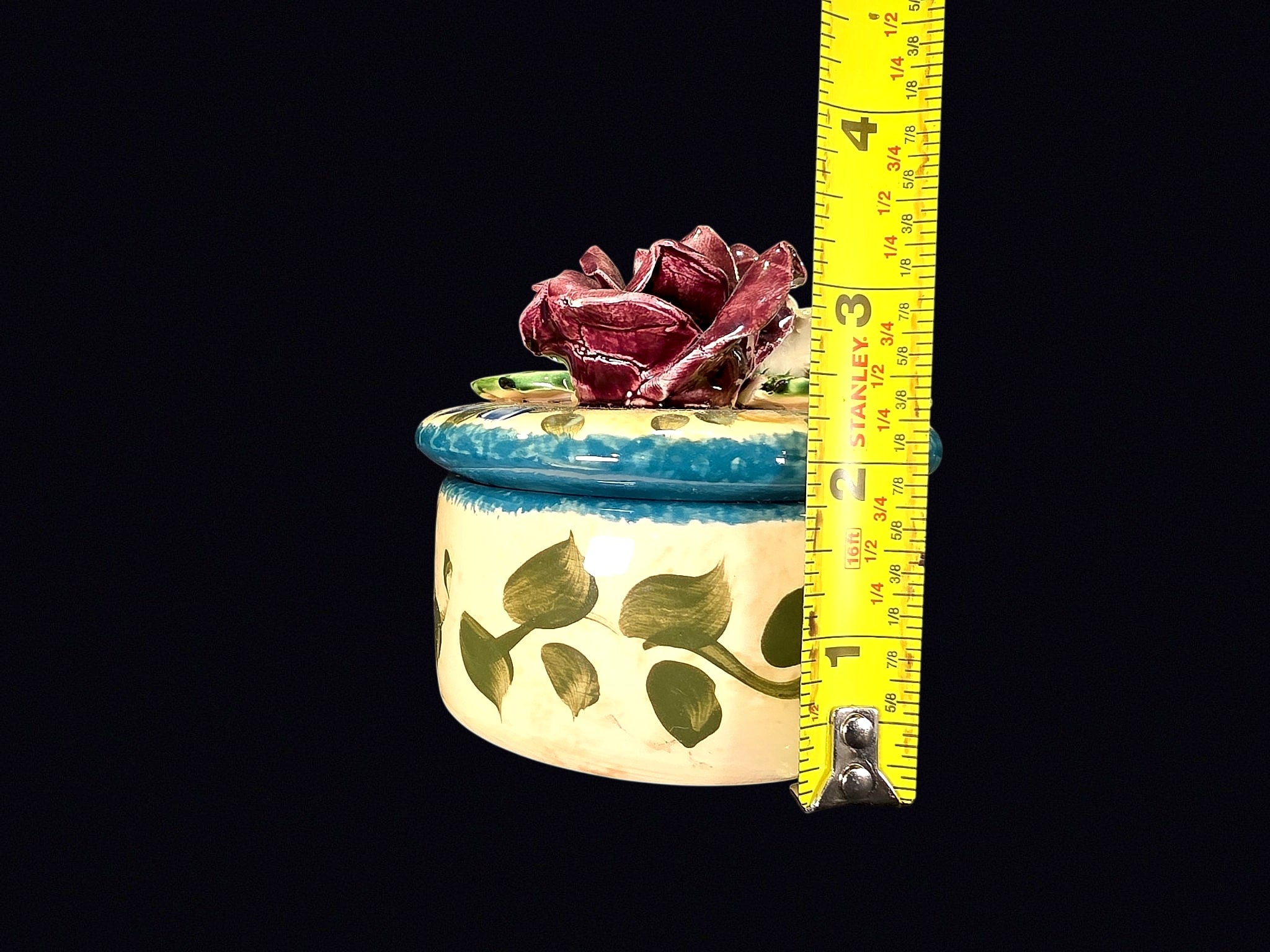 Lesal Home Ceramic Trinket Box Applied Rose