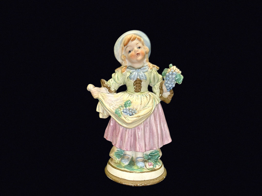 Japan Bisque Girl with Grapes Figurine