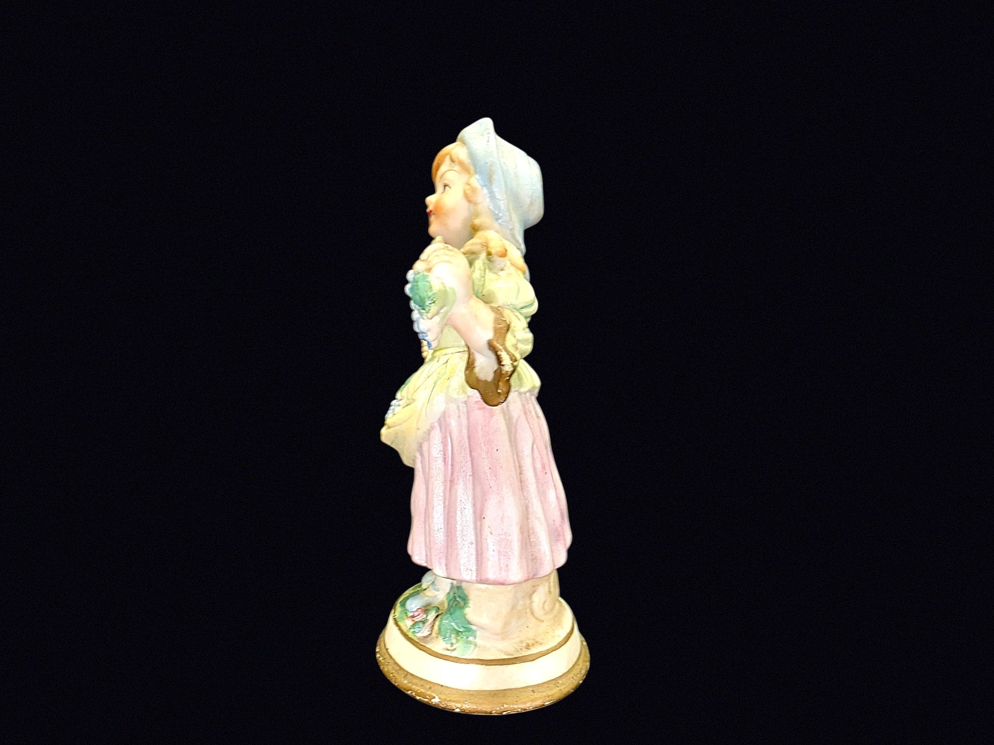 Japan Bisque Girl with Grapes Figurine