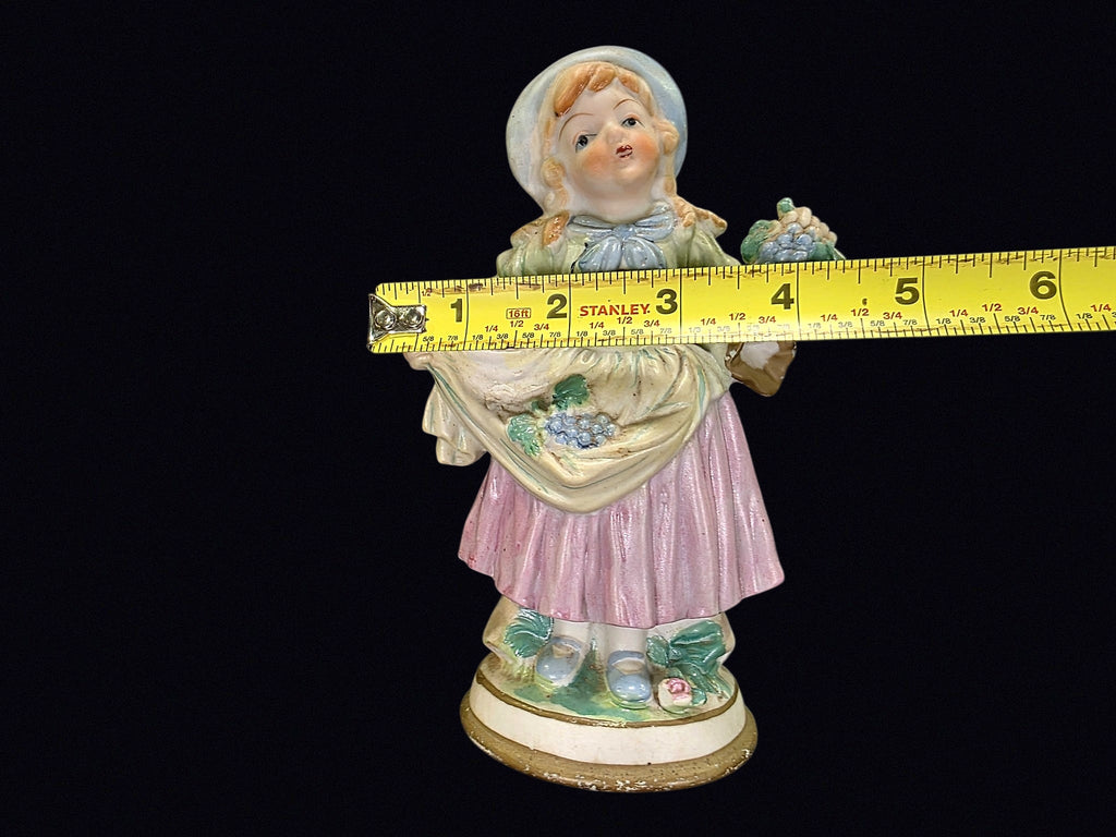 Japan Bisque Girl with Grapes Figurine