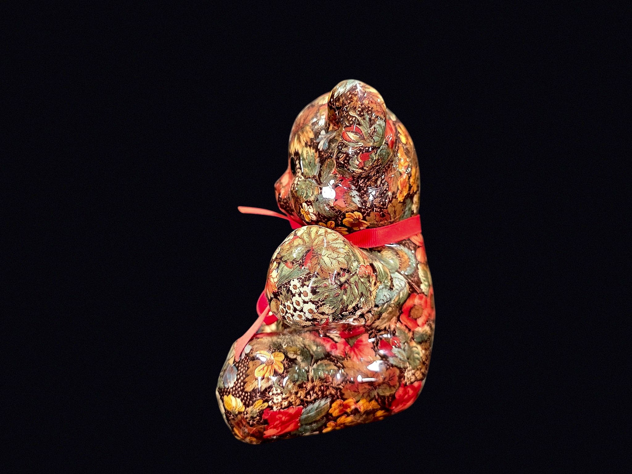 Decoupage Floral Chintz Teddy Bear Figurine
