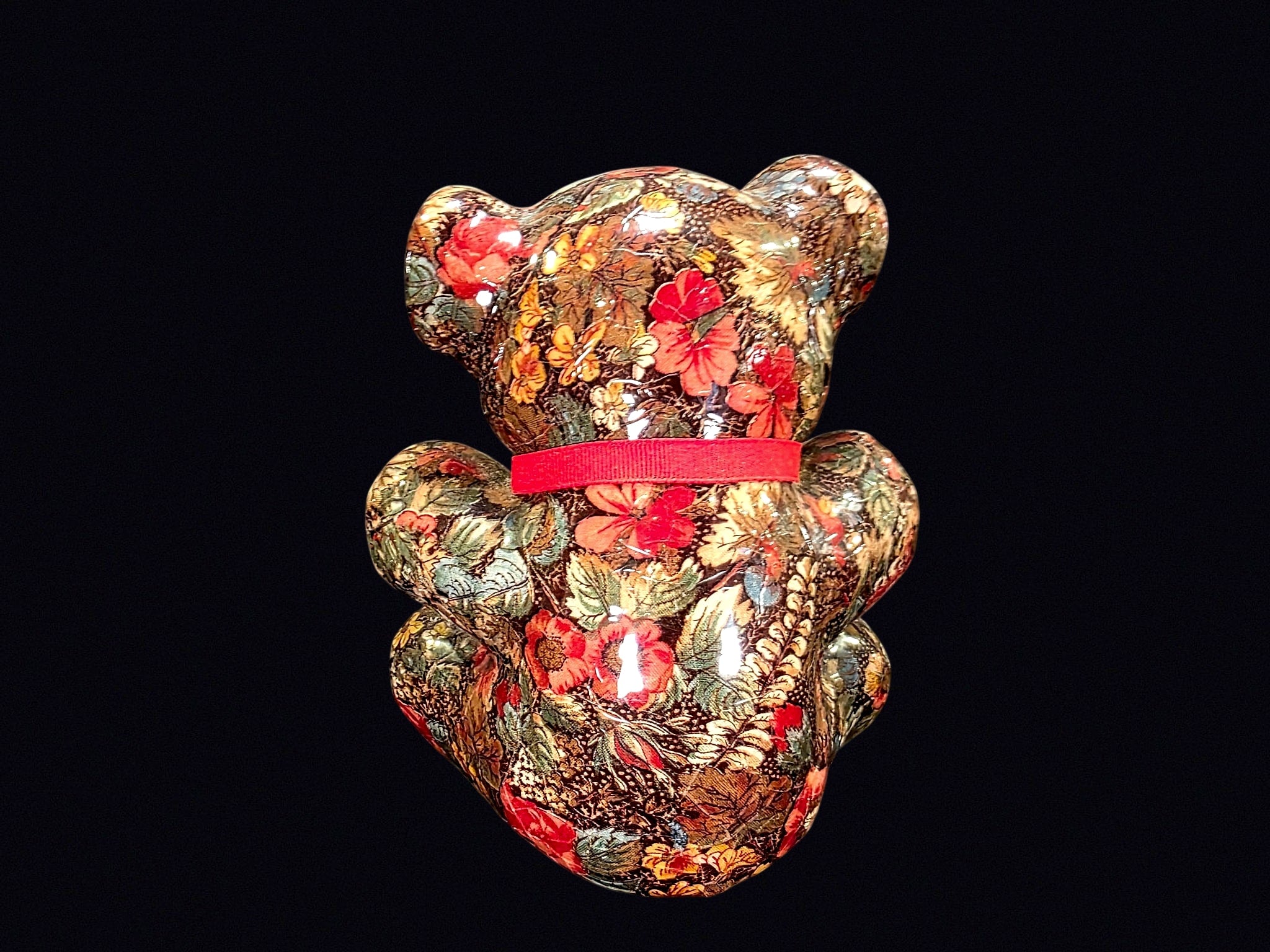 Decoupage Floral Chintz Teddy Bear Figurine