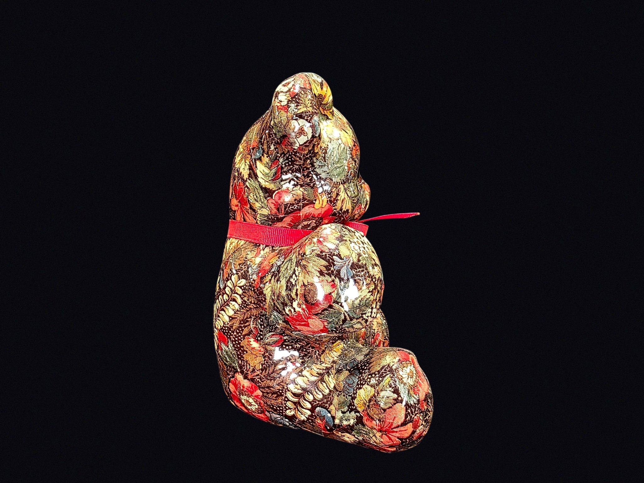 Decoupage Floral Chintz Teddy Bear Figurine