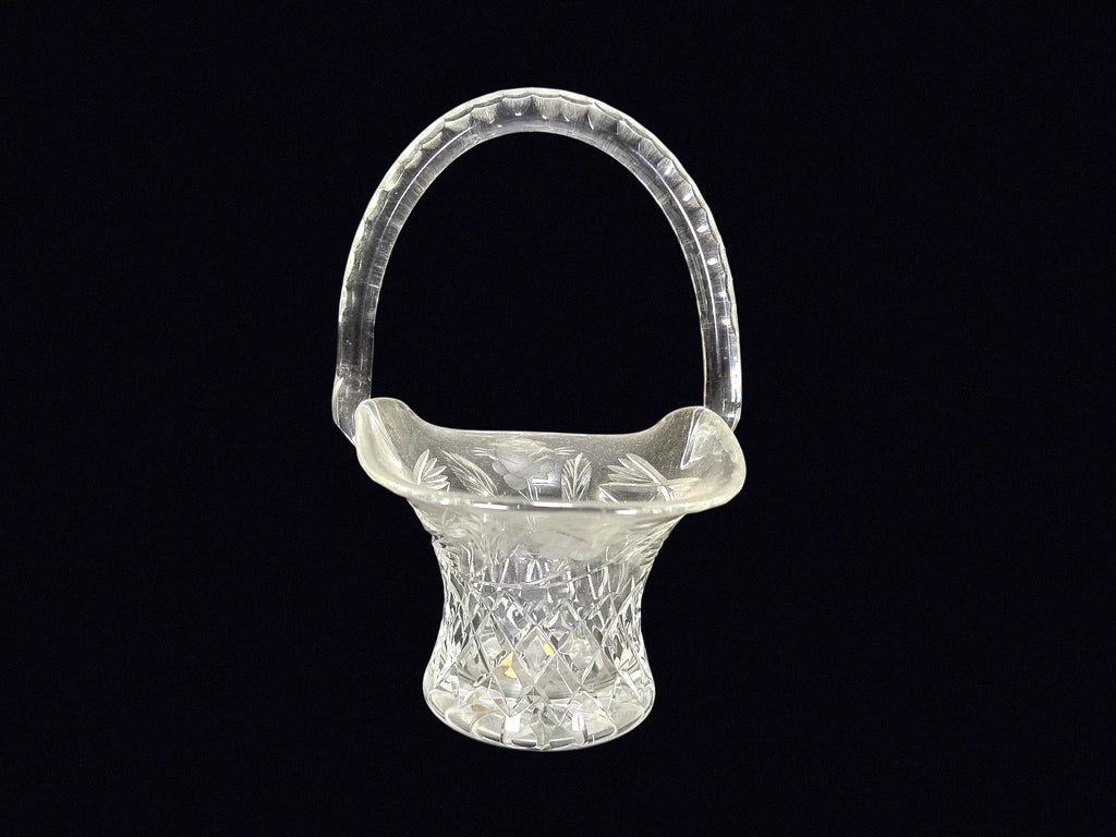 Cut Lead Crystal Bride's Basket Mid-Late 20thC